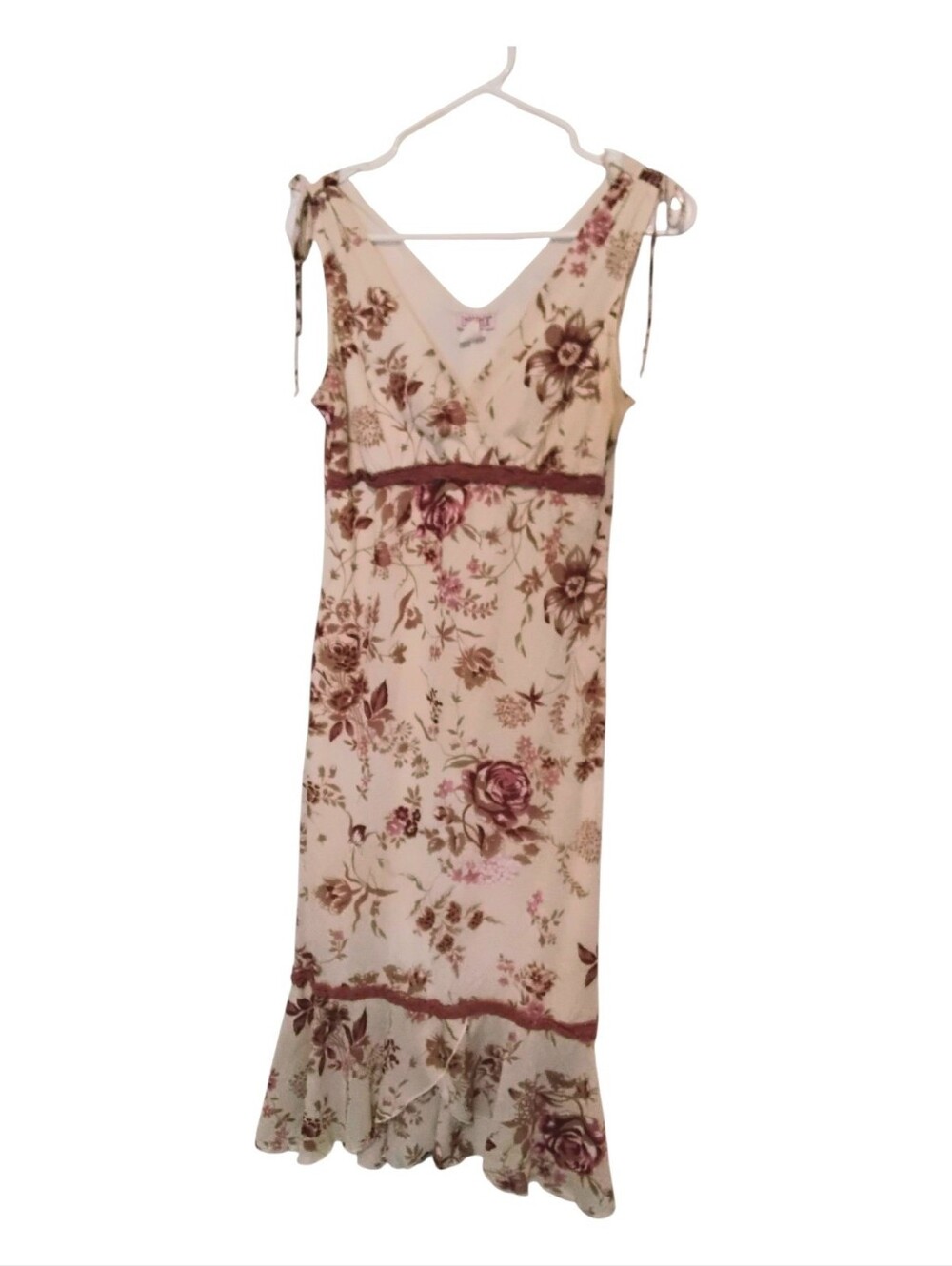 VTG Y2K V-Neck Tie-Shoulder Sundress Made In USA - M